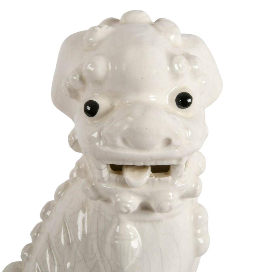 Pair of Chinese White Ceramic Imperial Lions-5
