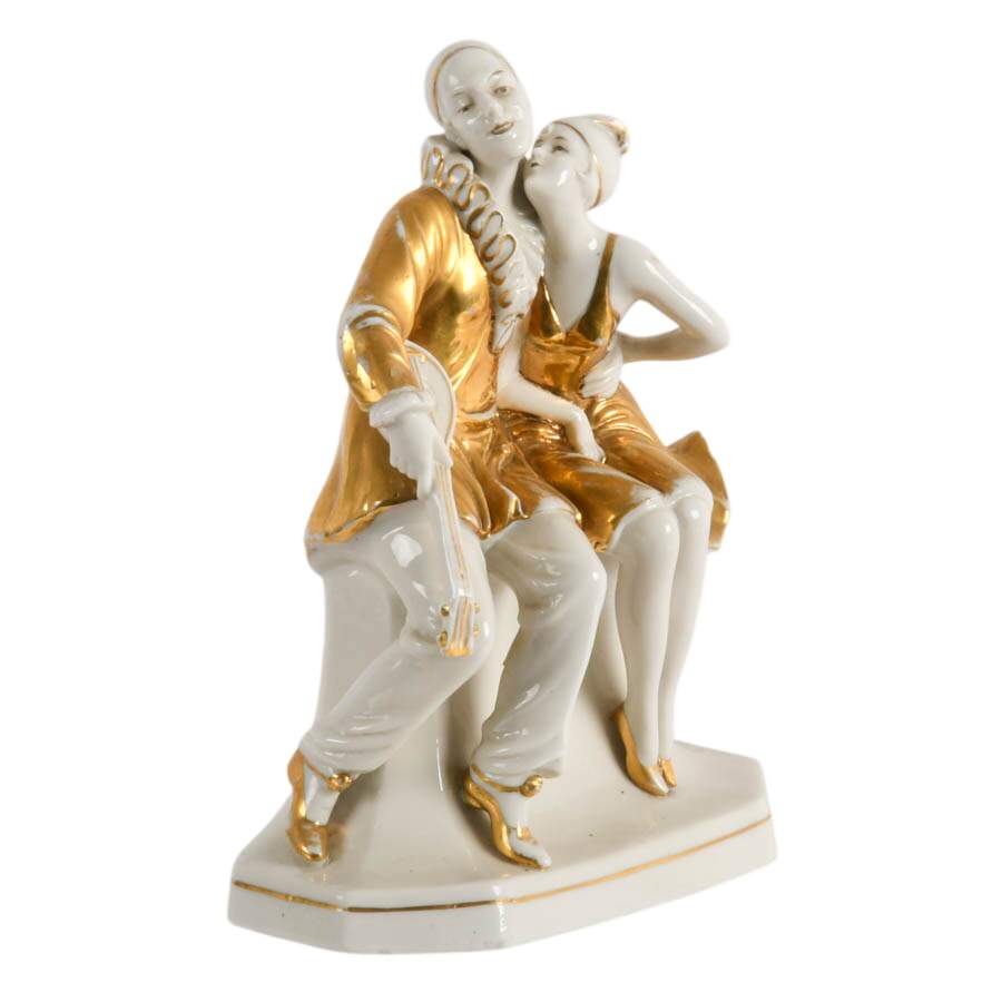 Antique German Porcelain of Pierrot and Columbine Figures-4