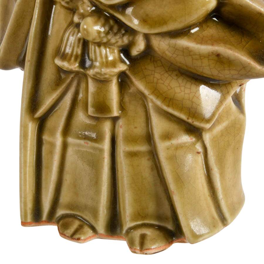 Pair of Celadon Glaze Japanese Kutani Monk Figures-3