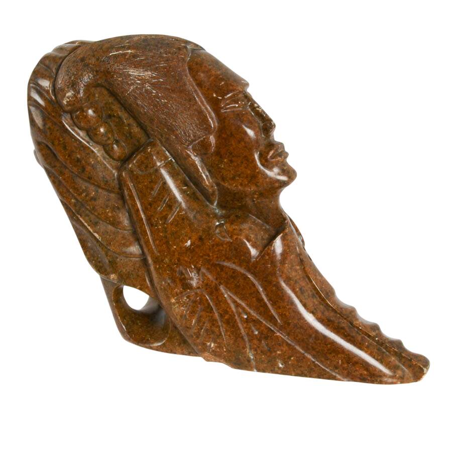 Signed Lorne Fineday Double-Faced Carved Marble Native Sculpture-3