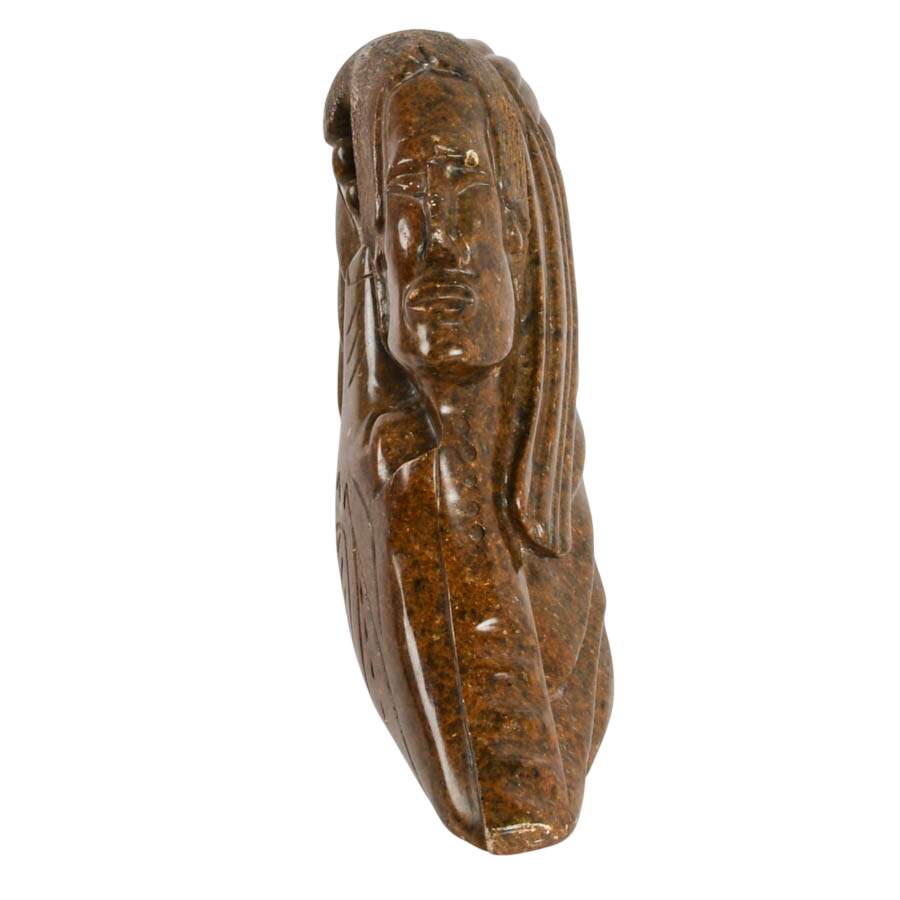 Signed Lorne Fineday Double-Faced Carved Marble Native Sculpture-2