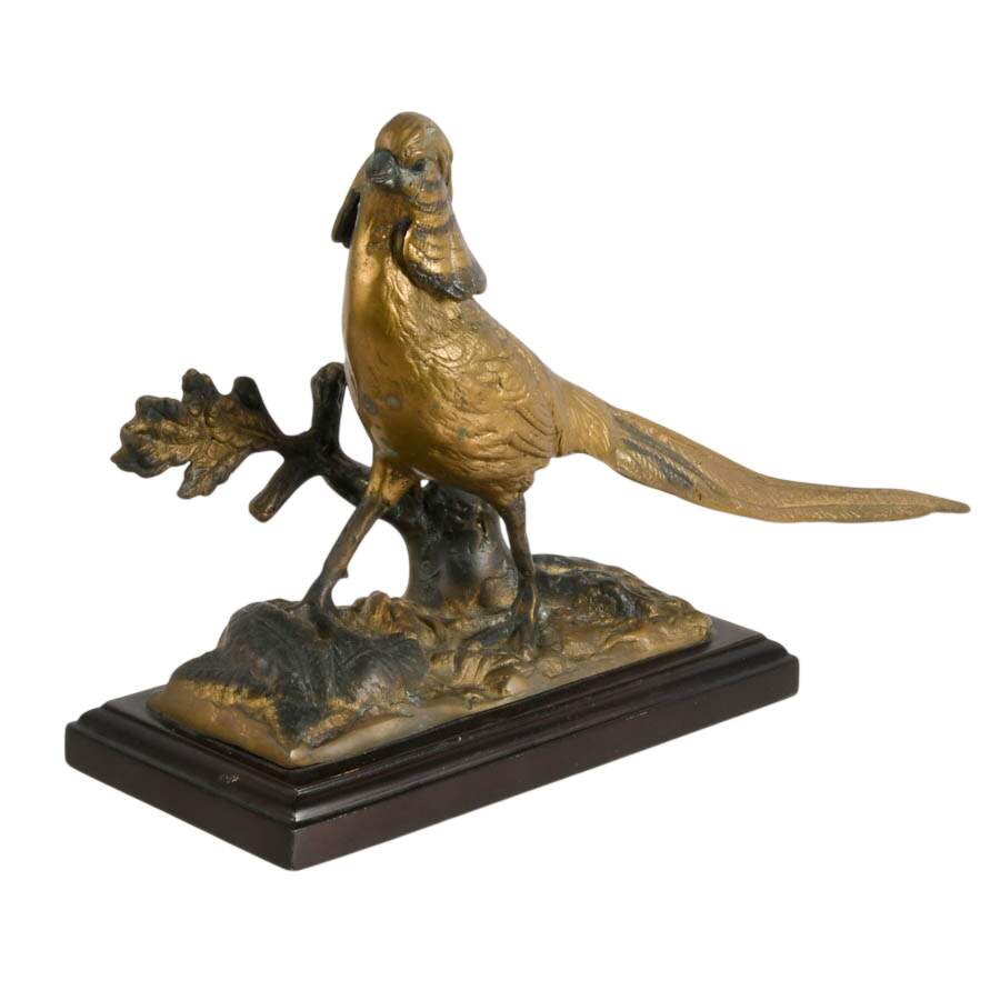 Bronze Pheasant Sculpture on Base After Alfred Dubucand-2