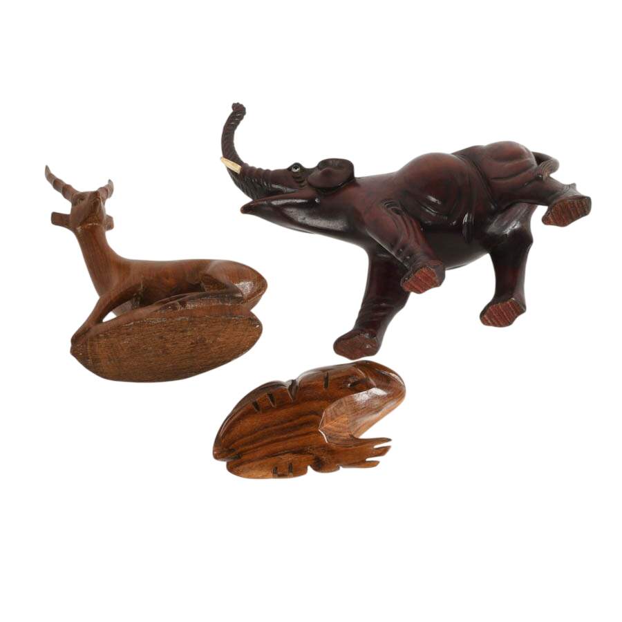 Trio of Wooden African Animals-9