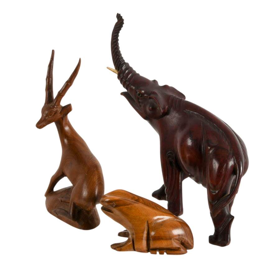 Trio of Wooden African Animals-2