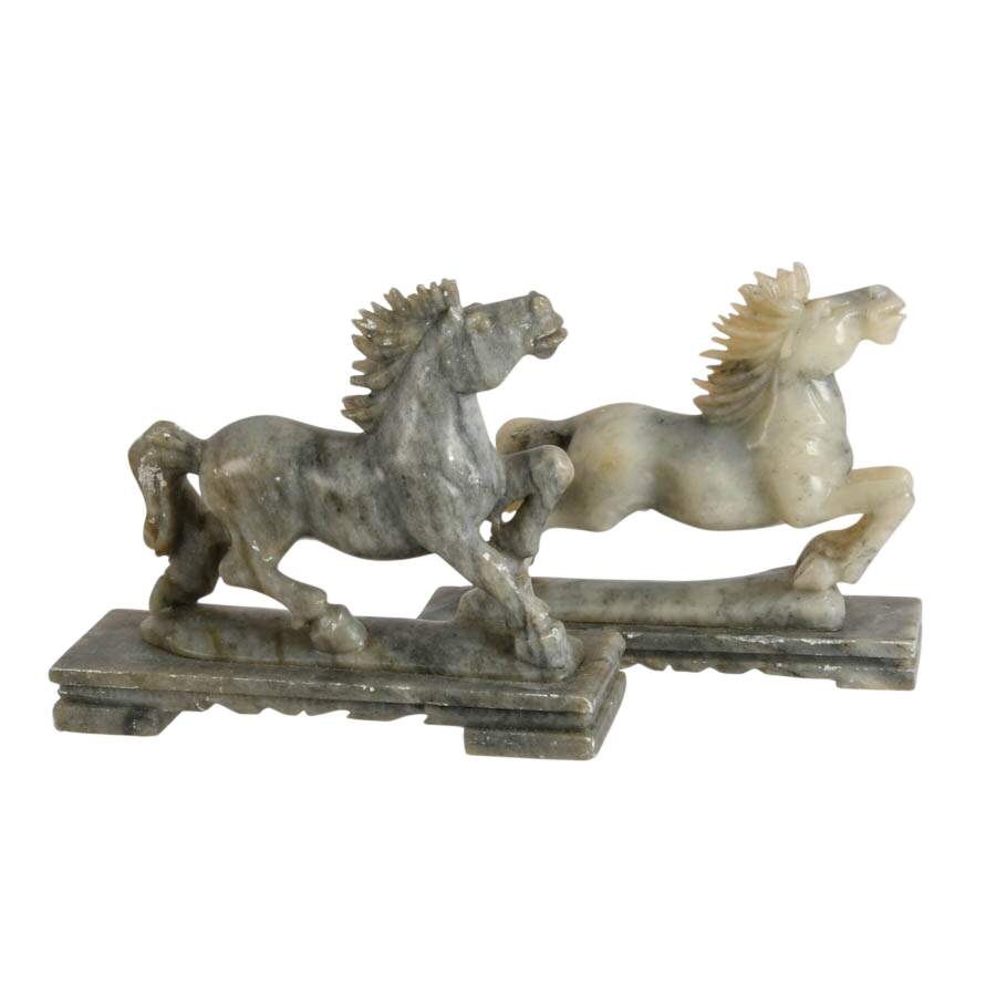 Pair of Carved Marble Horses-5