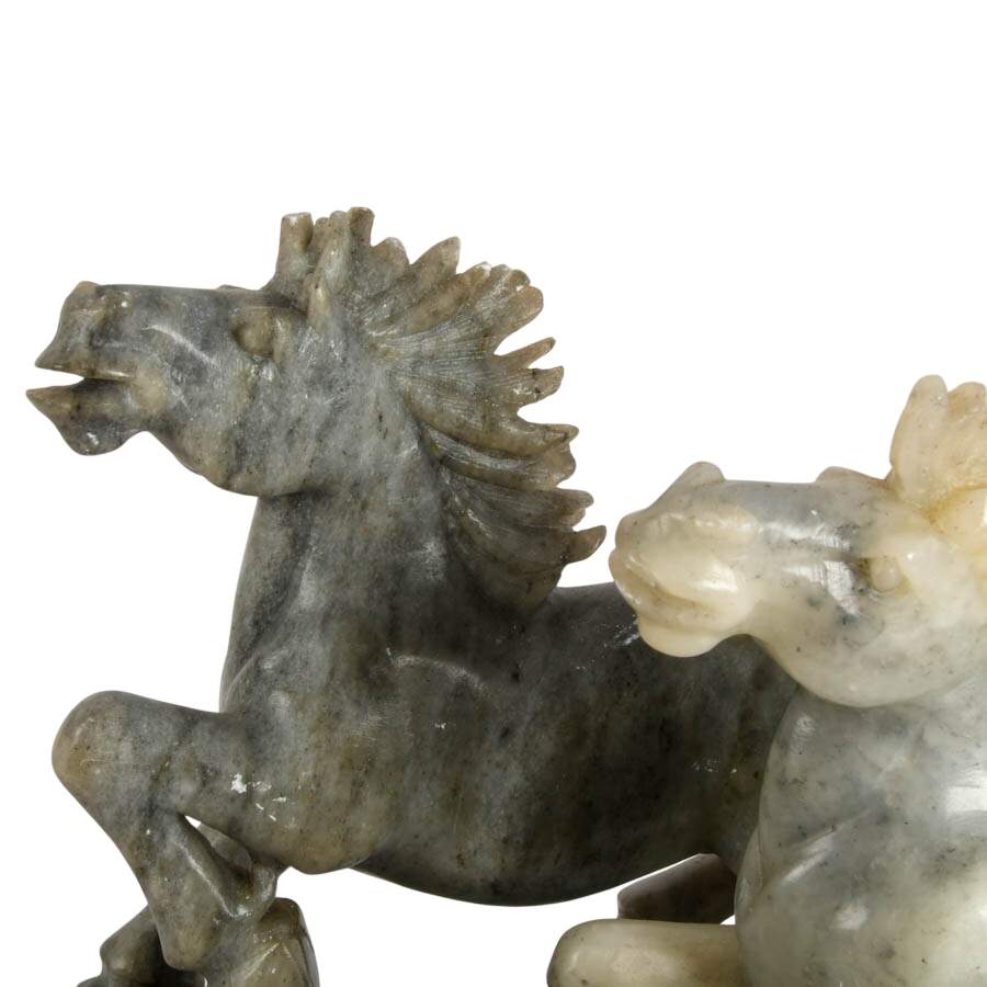Pair of Carved Marble Horses-4