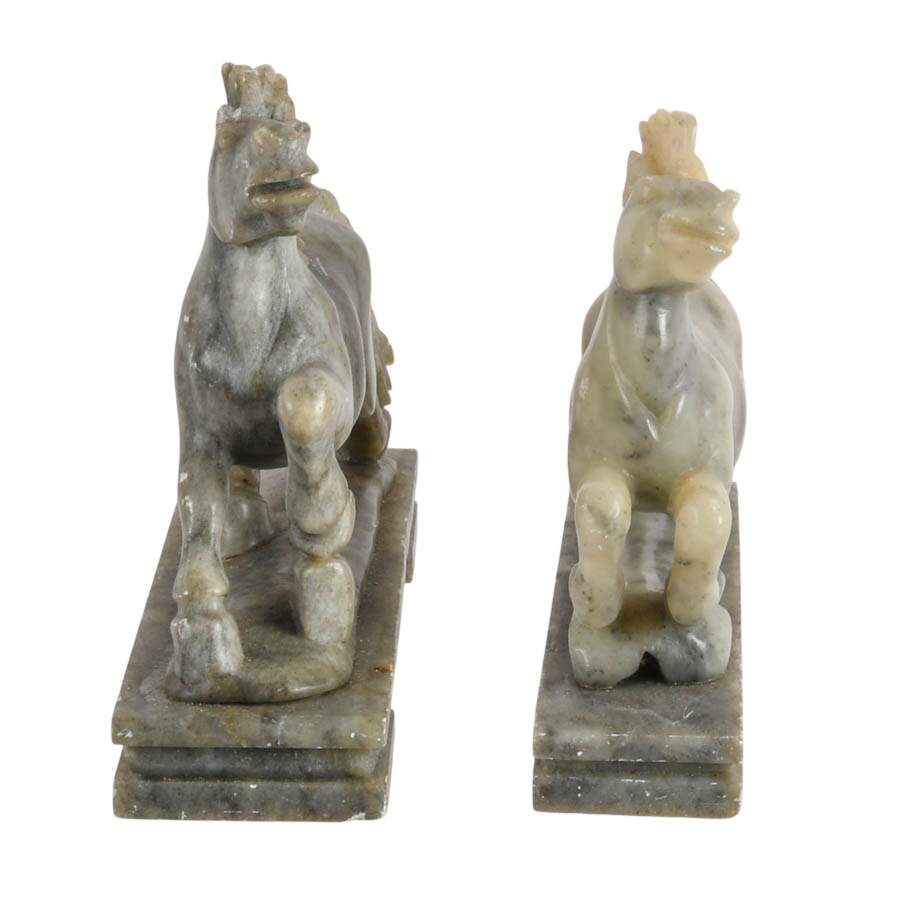 Pair of Carved Marble Horses-3