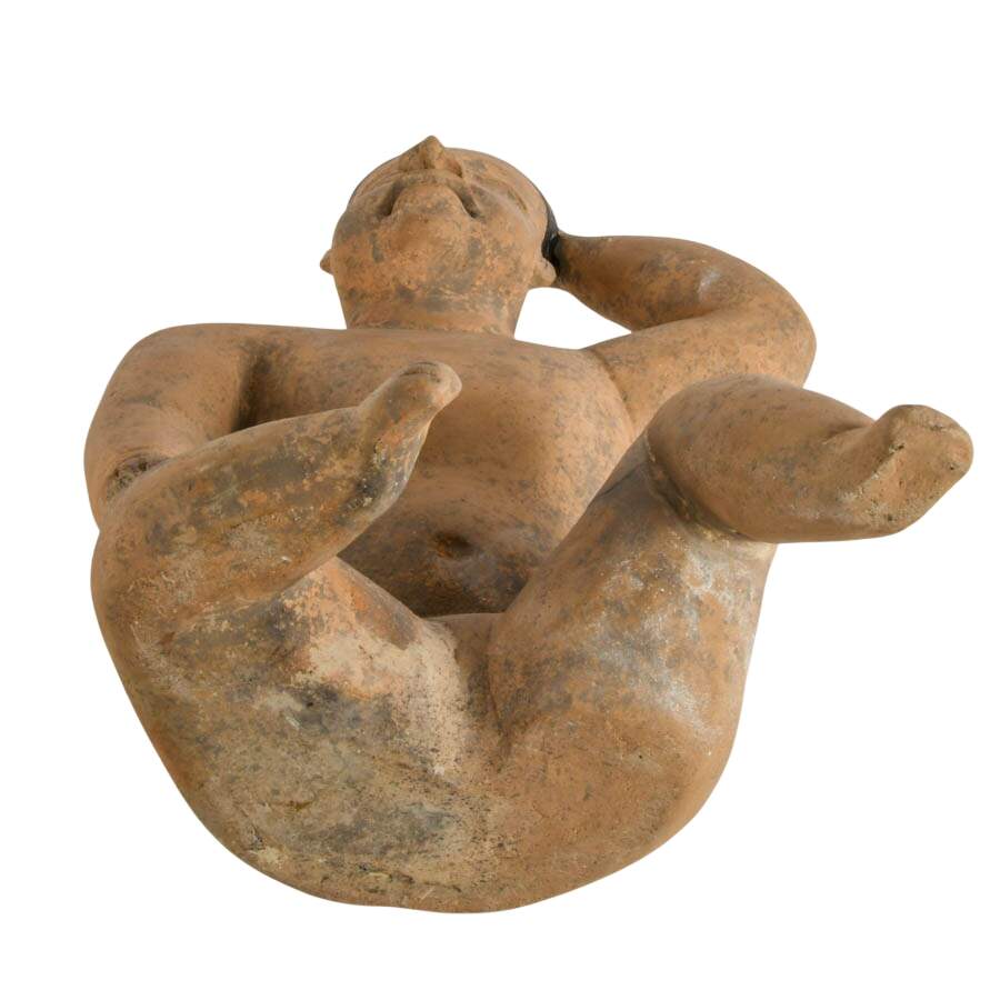 Olmec-Style Mexican Seated Pottery Figure-11