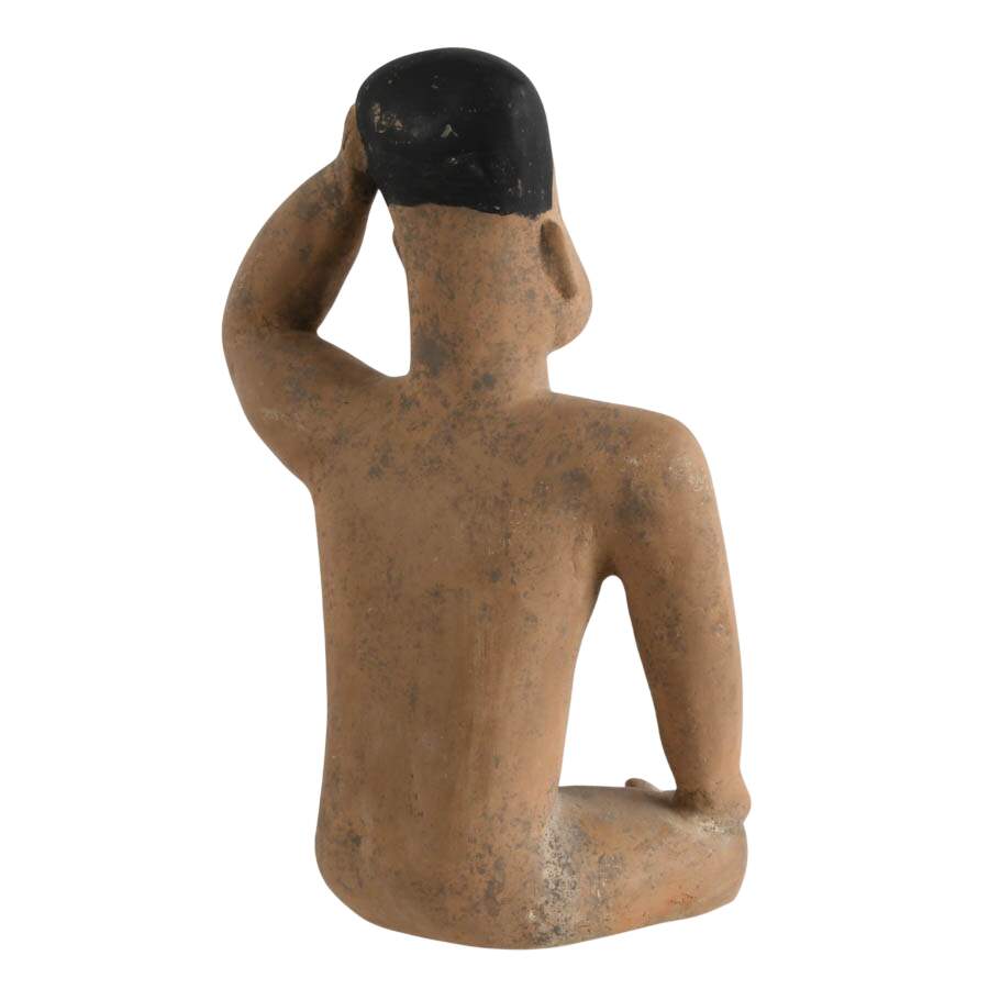 Olmec-Style Mexican Seated Pottery Figure-6