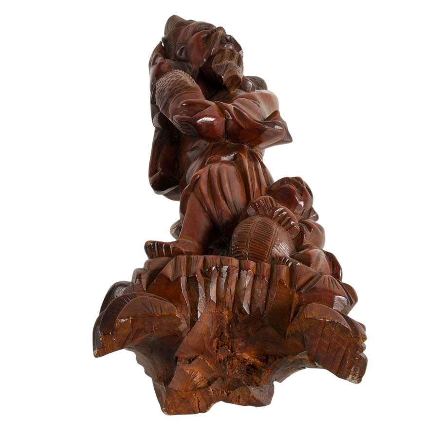 Chinese Wood Carving Fisherman Figurine-10