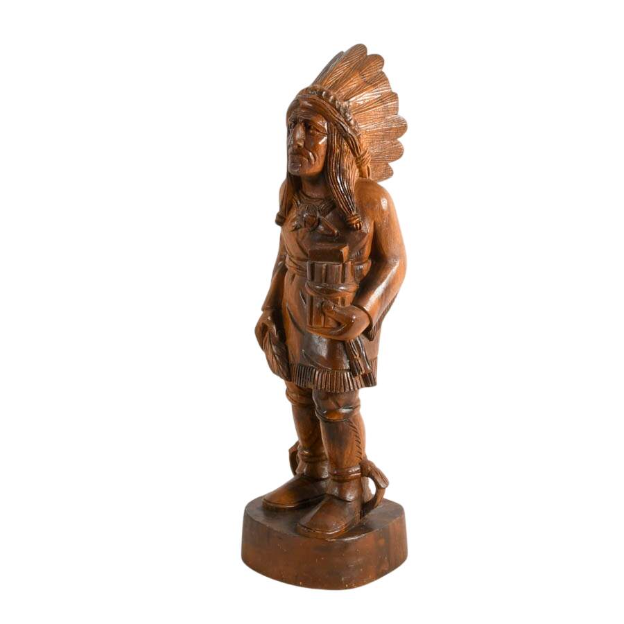 Carved Wood Native American Chief Figure-5