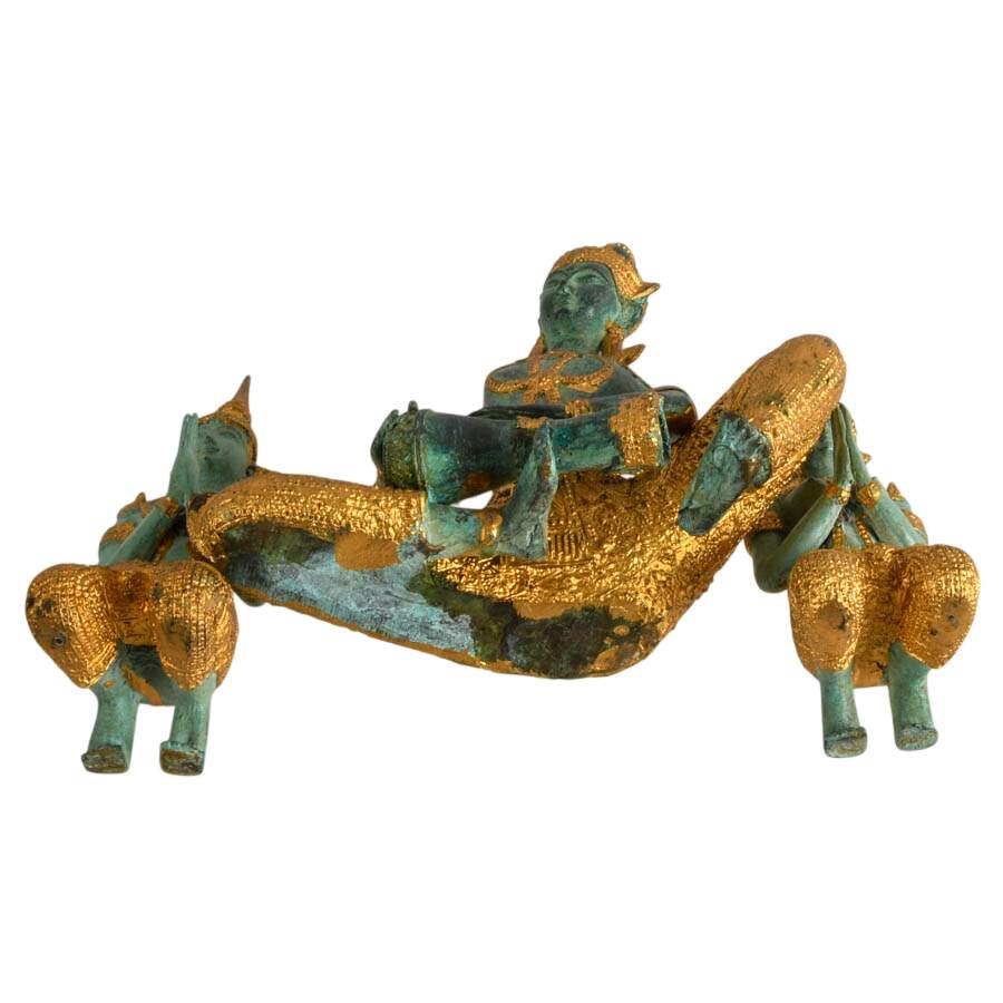 Trio of Thai Bronze Teppanom and Deities Statues-12