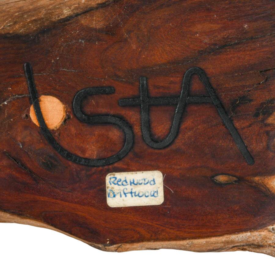 Signed Redwood Driftwood Hand-Carved Minimalist Duck Sculpture-9