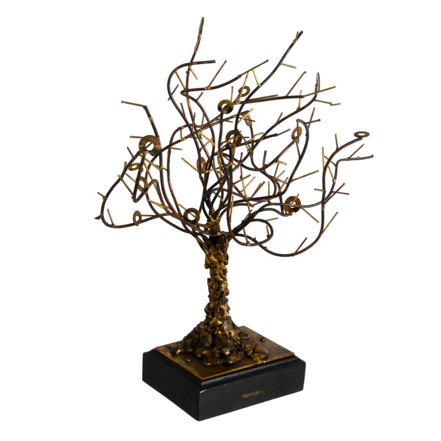 Signed Accolla Brutalist Wire Tree Sculpture-5