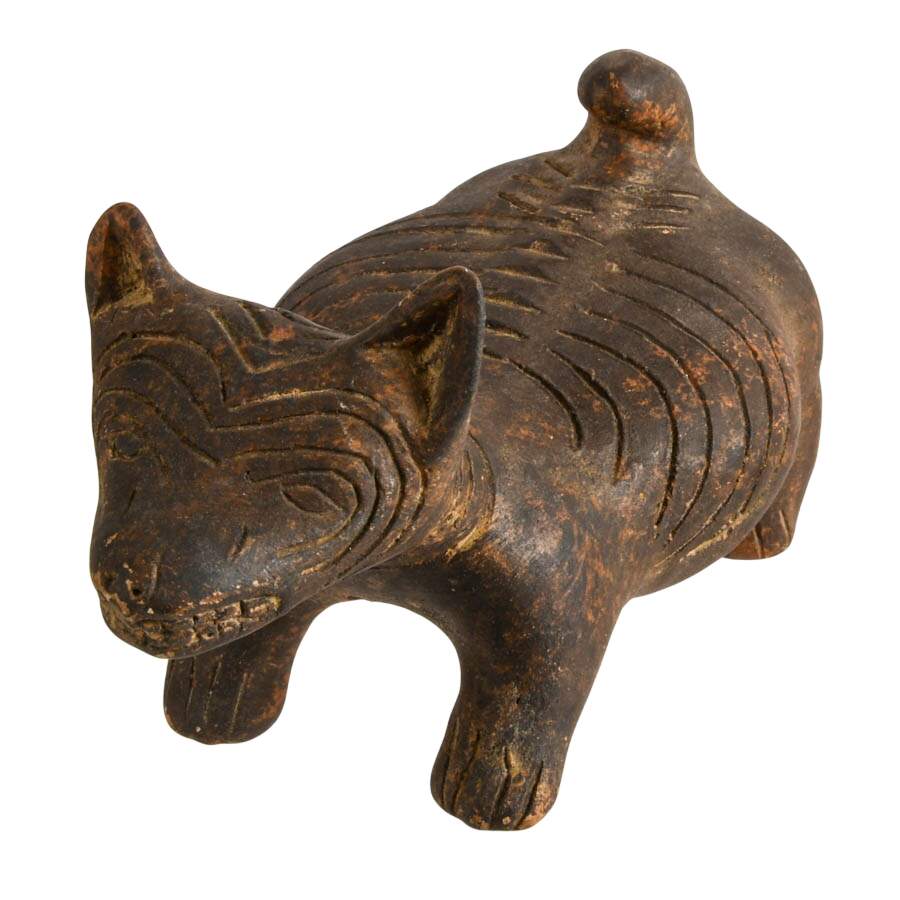 Pair of Mexican Folk Items: Papier-mâché Lady and Xoloitzcuintli Pottery-9
