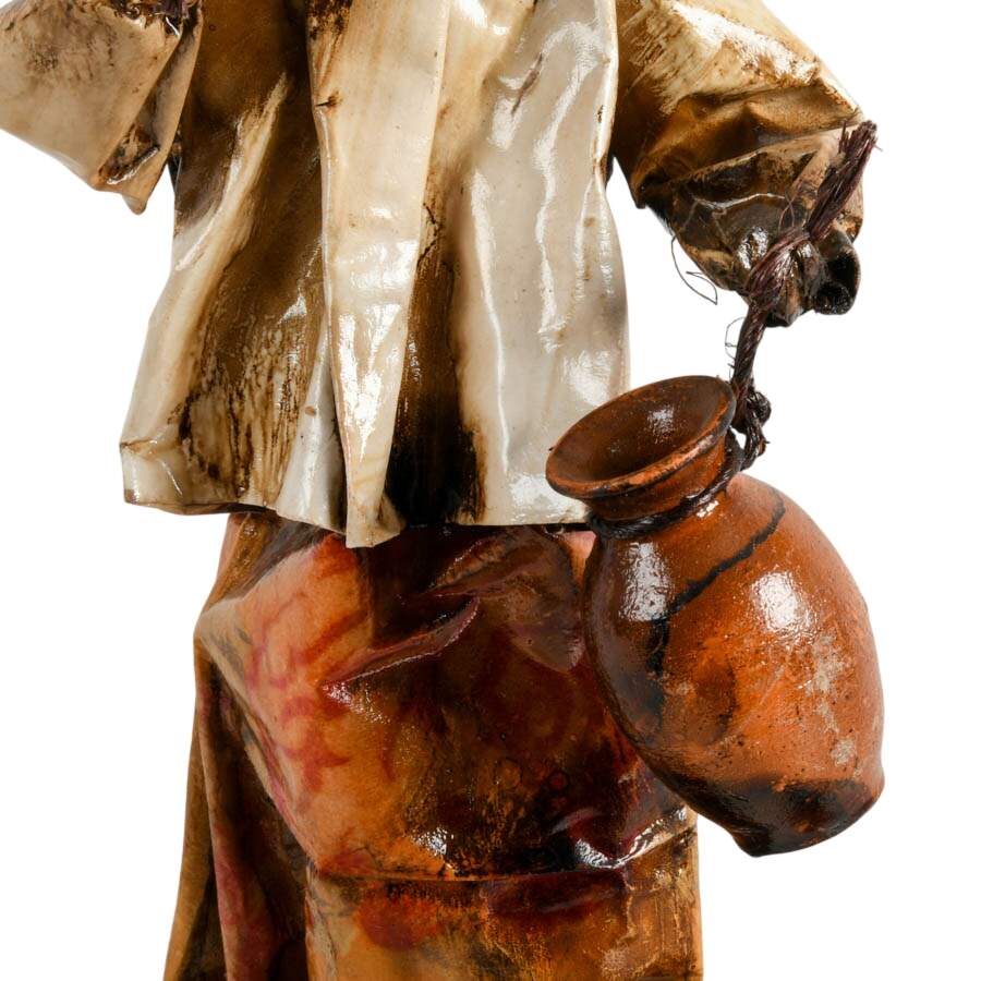 Pair of Mexican Folk Items: Papier-mâché Lady and Xoloitzcuintli Pottery-3