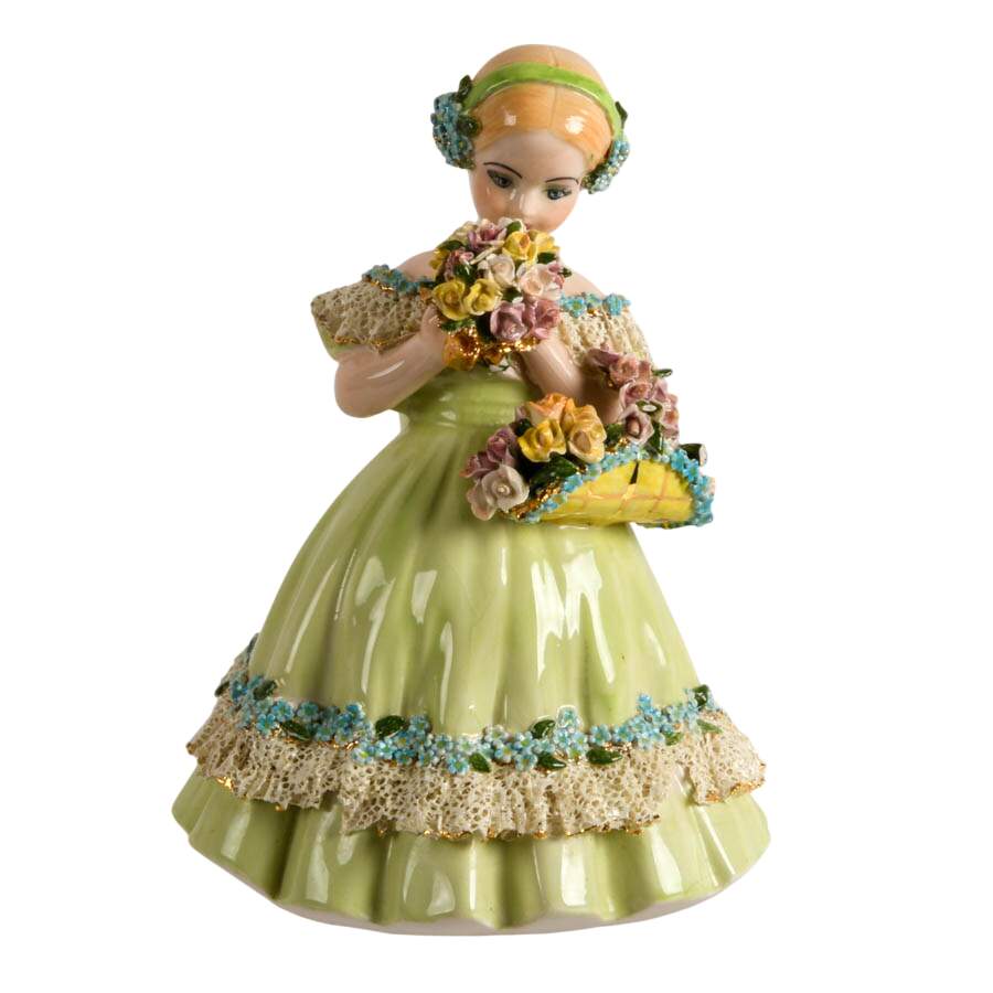 Signed Hand-Painted Christmas 1955 Claire & Louise Porcelain Figurine-1