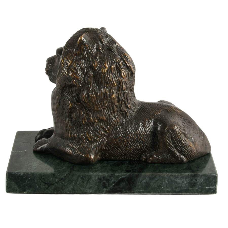 Hollywood Regency Lion on Green Marble Sculpture-5