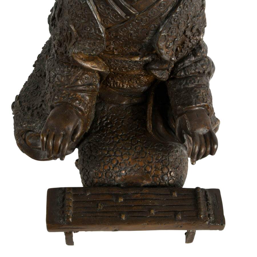 Pair of Japanese Bronze Musical Geisha Figures-7