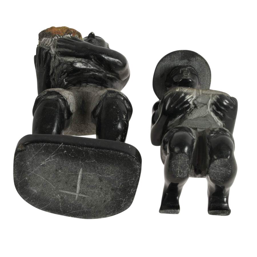 Pair of Carved Stone African Miners Figures-9