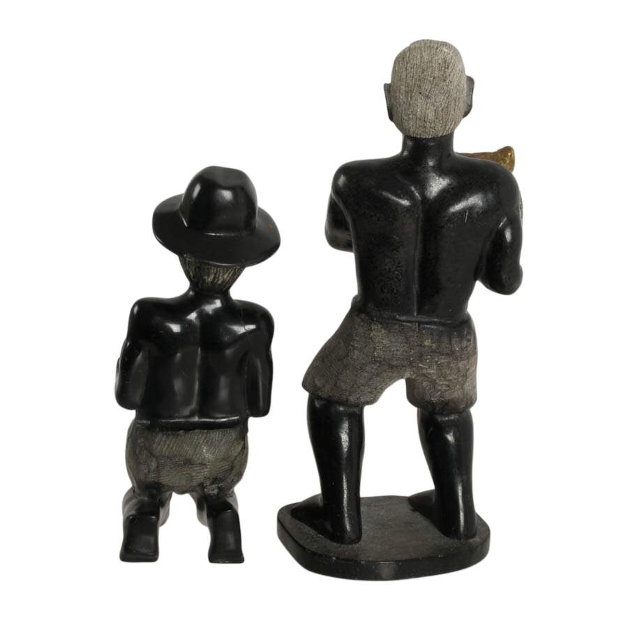 Pair of Carved Stone African Miners Figures-4