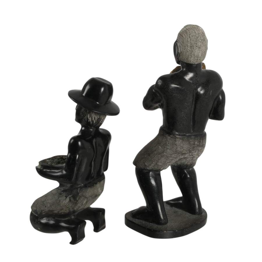 Pair of Carved Stone African Miners Figures-3