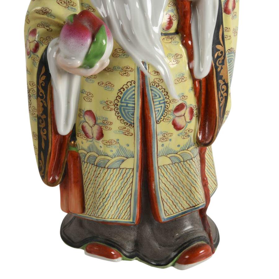 Signed Chinese Shou Xing Famille Rose Figurine-6