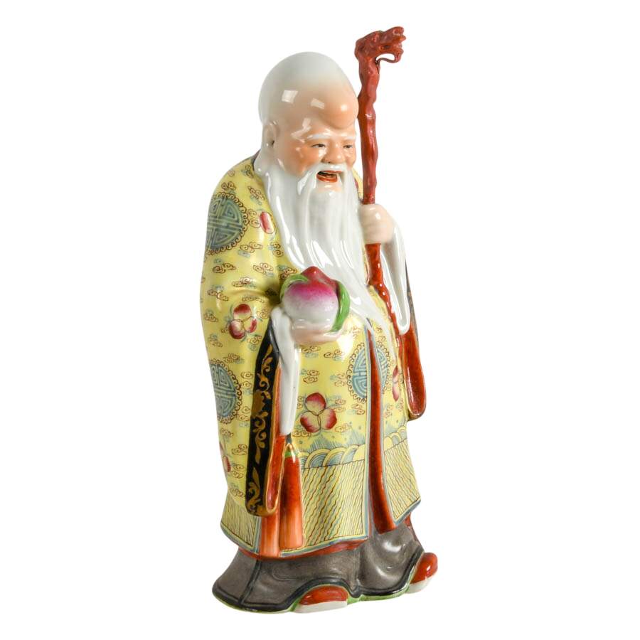 Signed Chinese Shou Xing Famille Rose Figurine-4