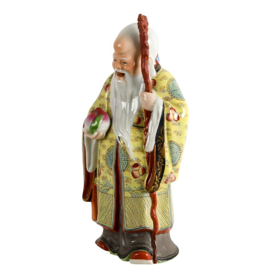 Signed Chinese Shou Xing Famille Rose Figurine-2