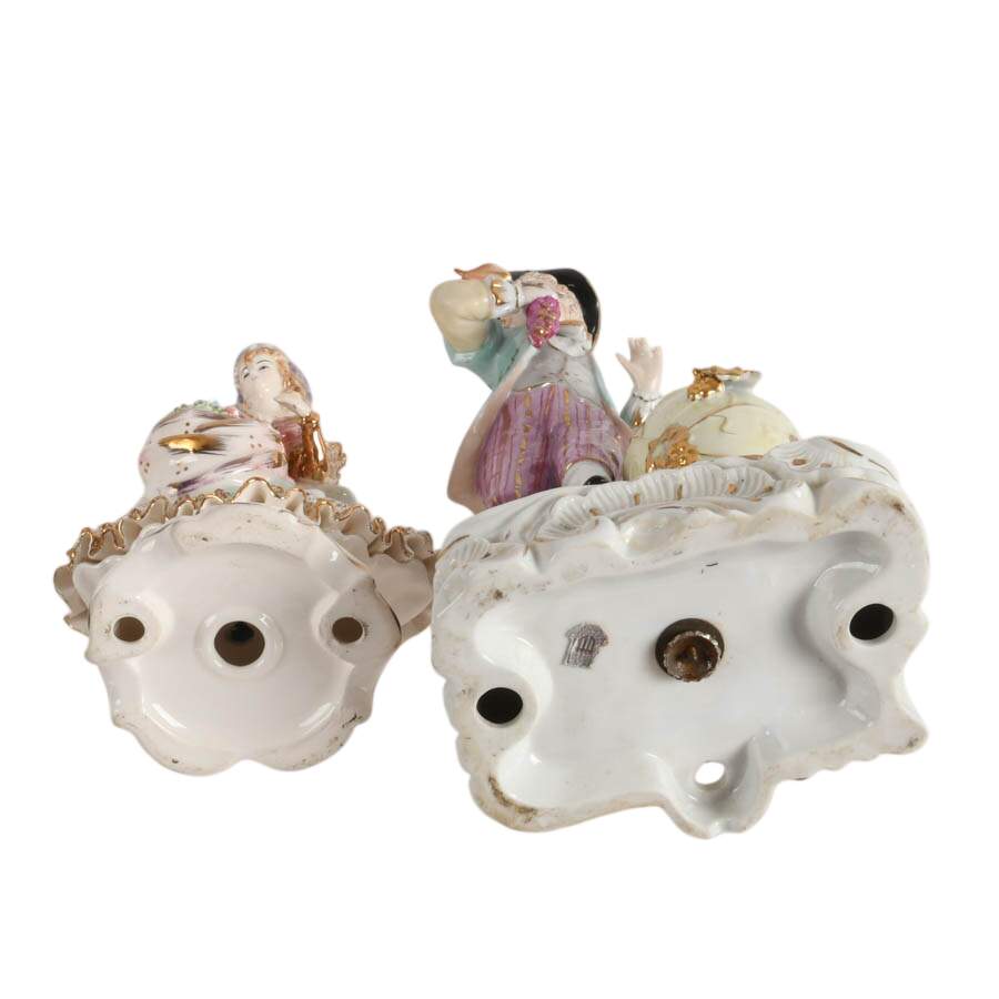Pair of Vintage Hand-Painted Rococo-Style Japanese Porcelain Figures-10