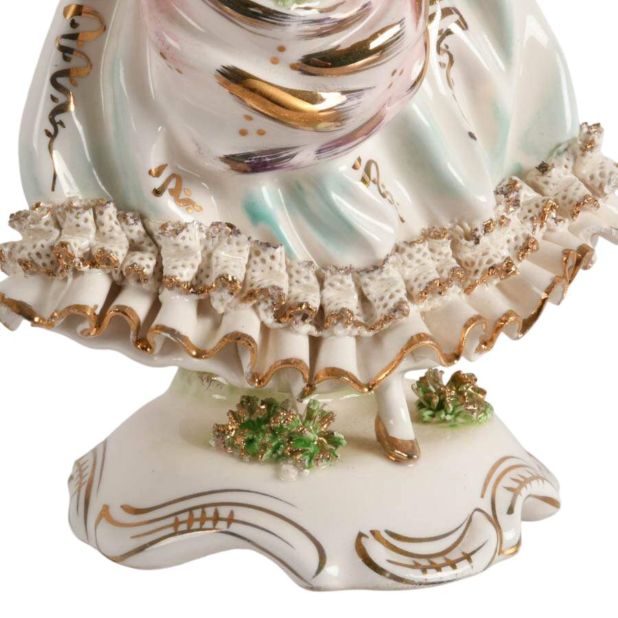 Pair of Vintage Hand-Painted Rococo-Style Japanese Porcelain Figures-6