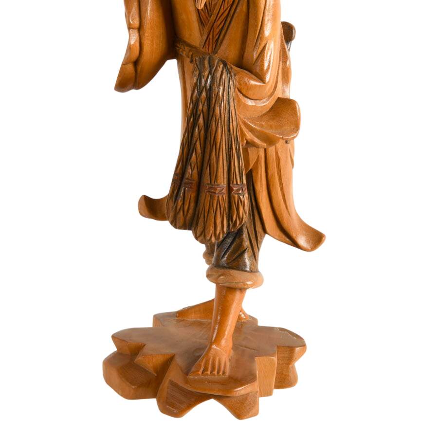 Hand-Carved Chinese Jiang Taigong Wooden Statue-5