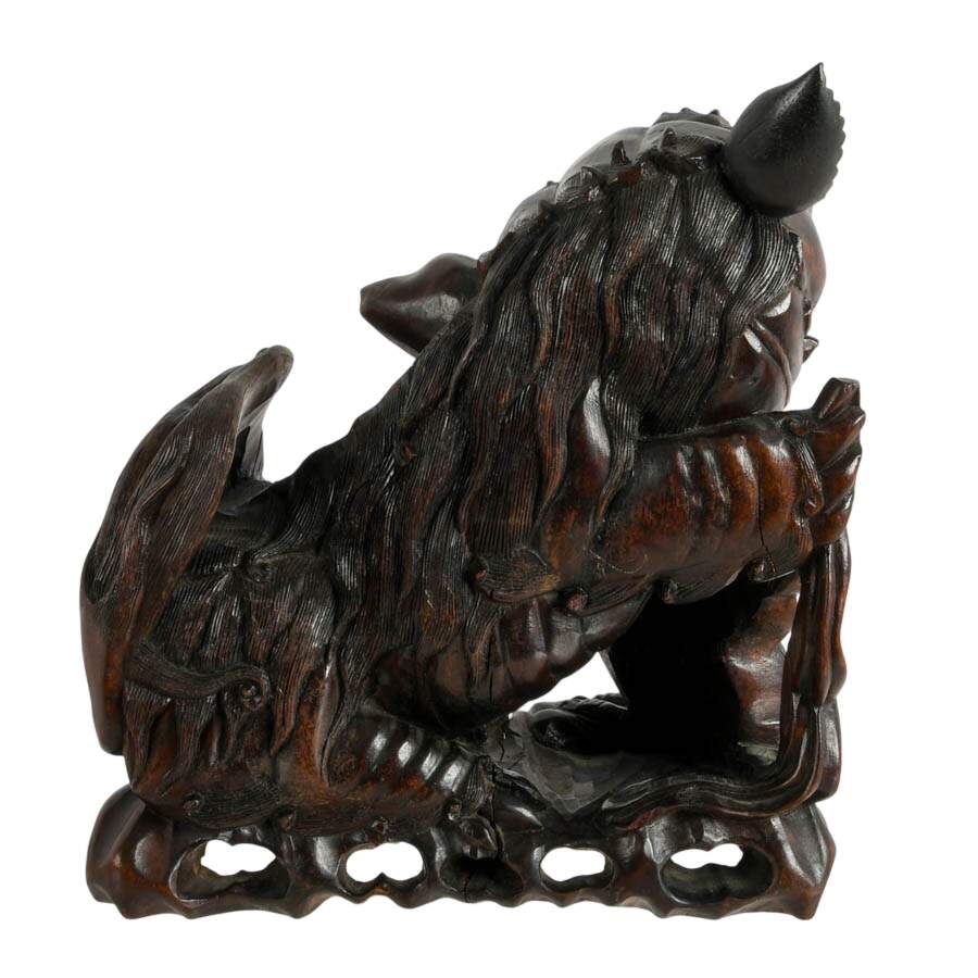 Hand-Carved Wooden Chinese Imperial Lion-6