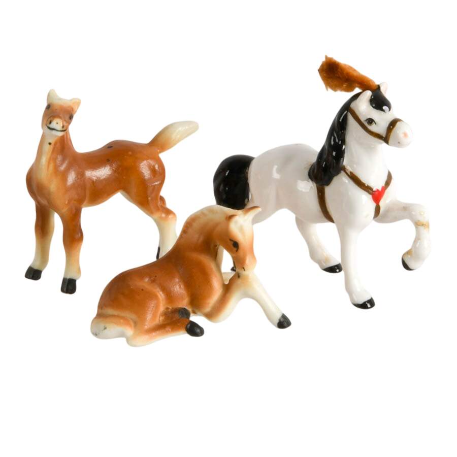 Trio of Miniature Horses Including Old Monrovia Hagen Renaker Circus Pony-1