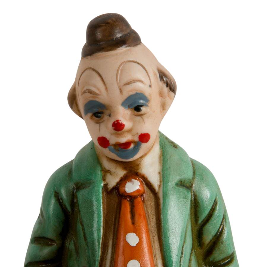 Trio of Bisque Clown Figurines Including Music Box-6