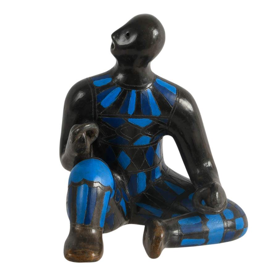 Manuel Felguérez Barra Abstract Geometric Pottery Boy Sitting Statue-1