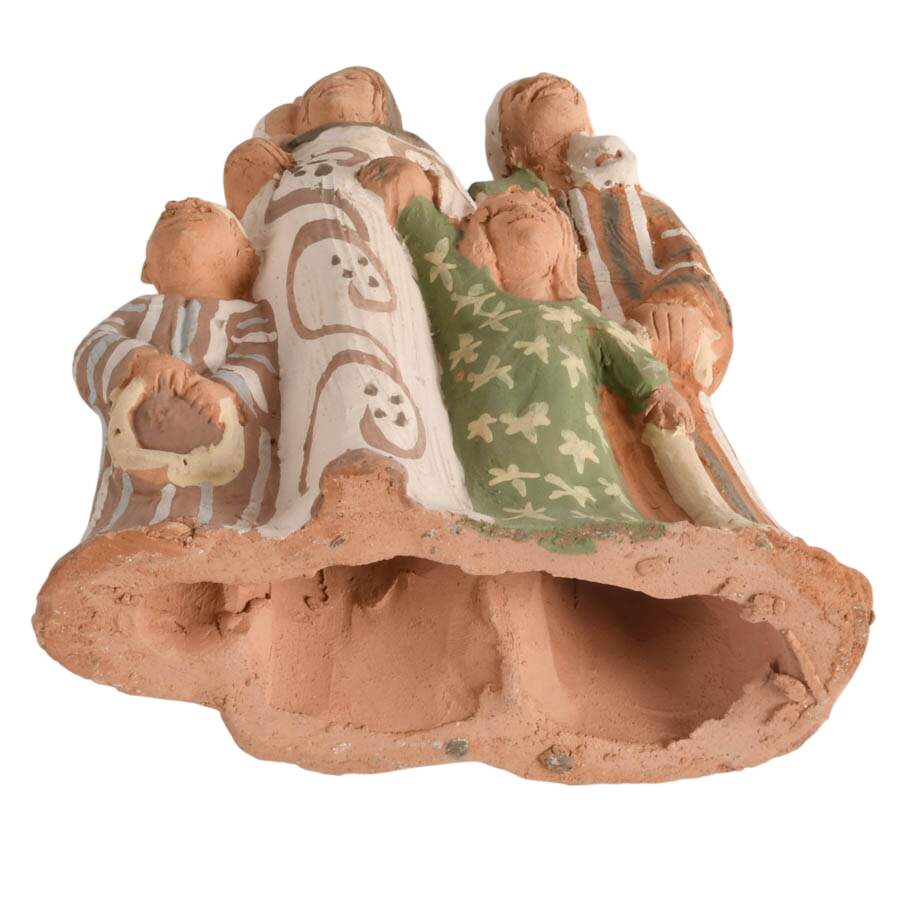 Hand-Painted Terracotta Clay Family Statuette-8