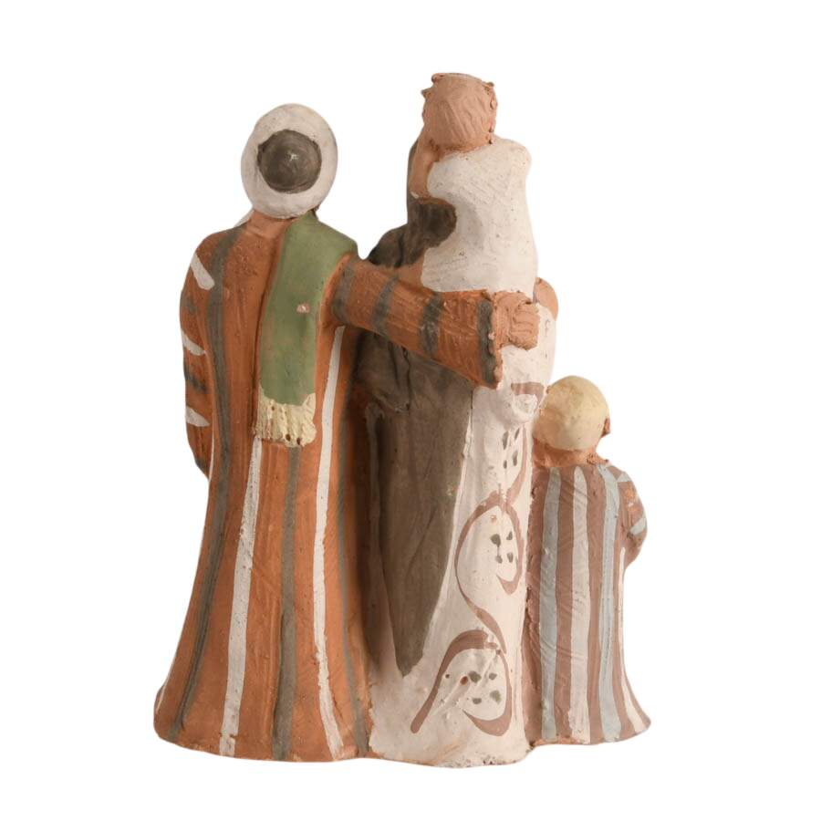 Hand-Painted Terracotta Clay Family Statuette-6