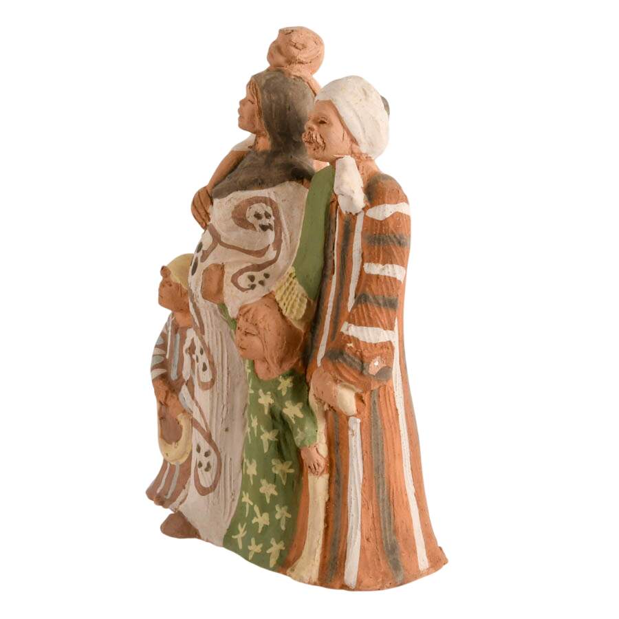 Hand-Painted Terracotta Clay Family Statuette-5