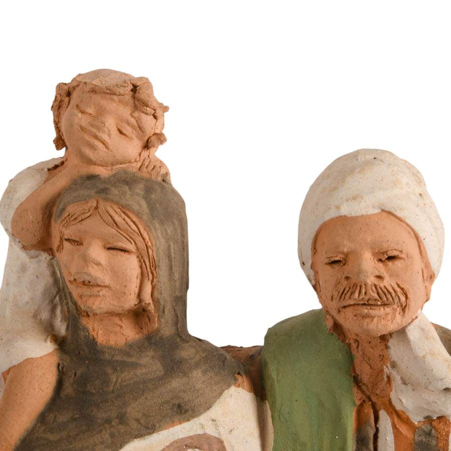 Hand-Painted Terracotta Clay Family Statuette-3