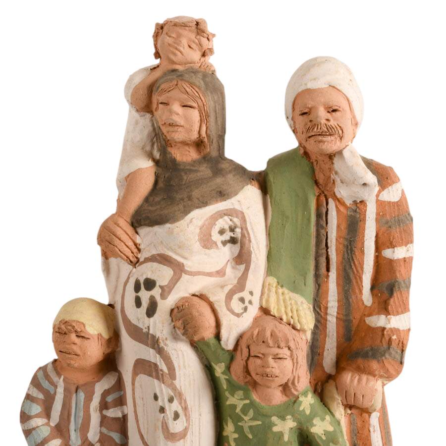 Hand-Painted Terracotta Clay Family Statuette-2