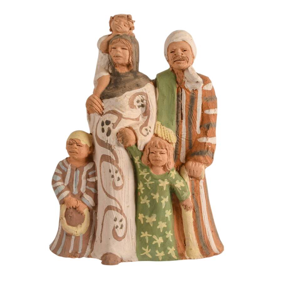 Hand-Painted Terracotta Clay Family Statuette-1