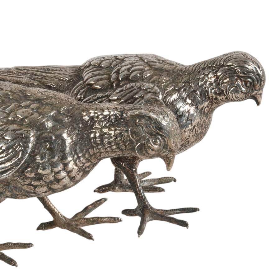 Pair of Large Silverplate Pheasant Figures-7