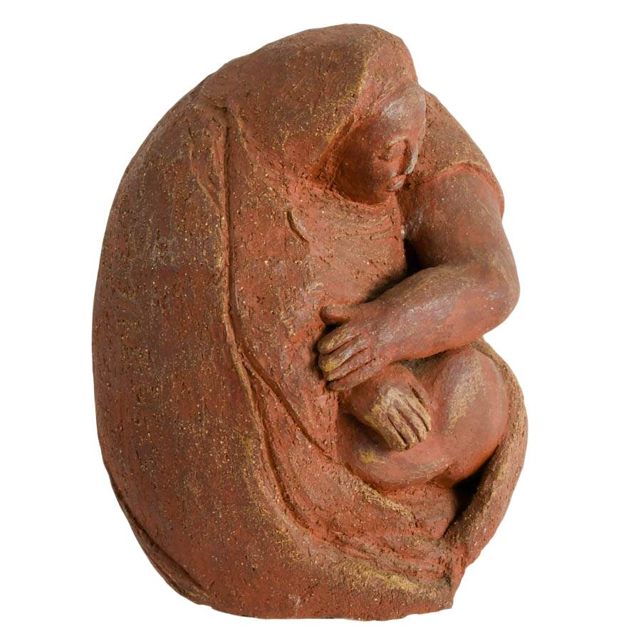 Signed Terracotta Woman Statue-8