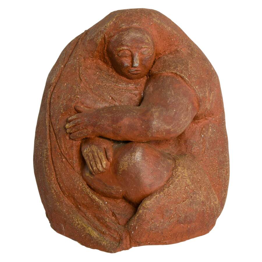 Signed Terracotta Woman Statue-1