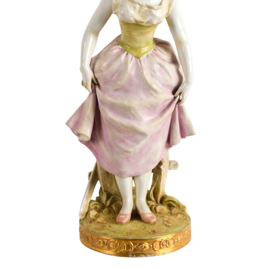 Porcelain Statue of a French Farm Girl-3