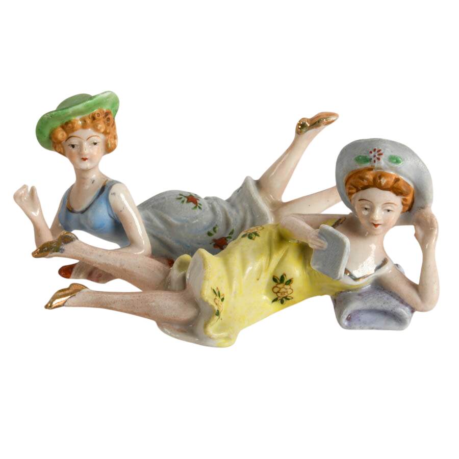 Pair of Bathing Beauties Porcelain Lady Figures-4