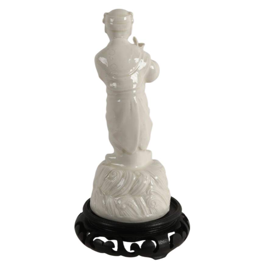 Blanc de Chine Figurine on Wooden Base-4