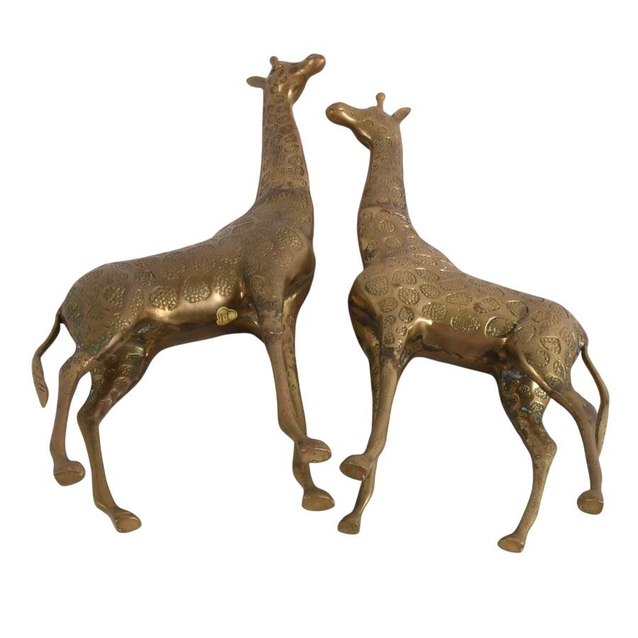 Mid-Century Modern Pair of Brass Giraffe Sculptures-7