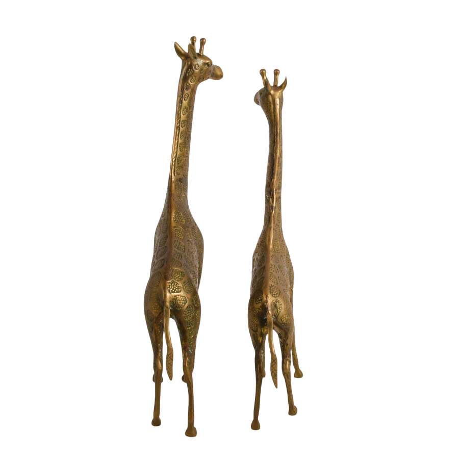 Mid-Century Modern Pair of Brass Giraffe Sculptures-4